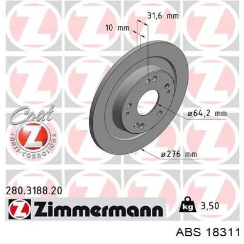 Задний тормозной диск ABS 18311 цена, от 31.11 USD
