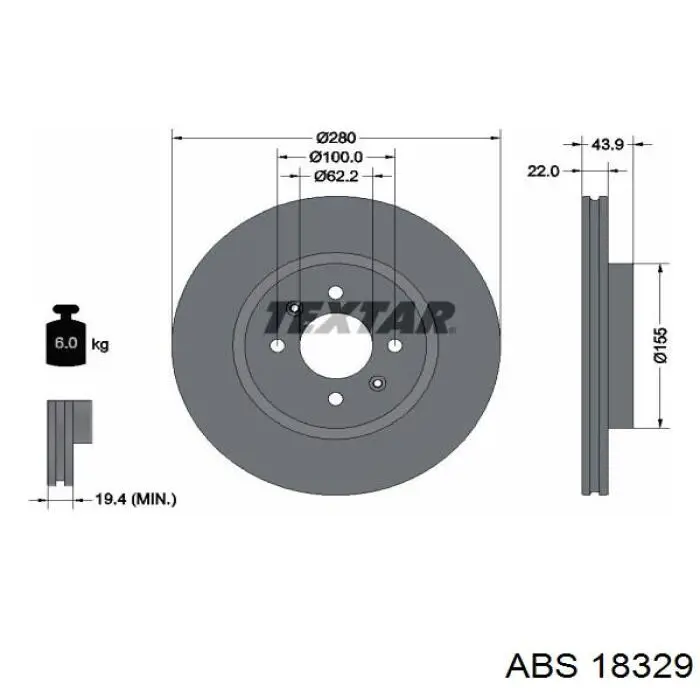 Тормоз дисковый передний ABS 18329 цена, от 44.01 USD