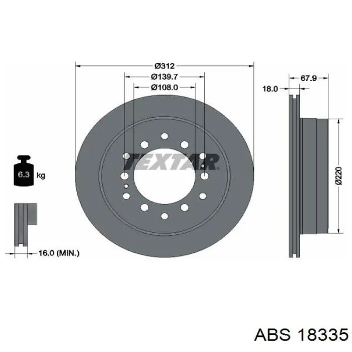 Тормозные диски 18335 ABS