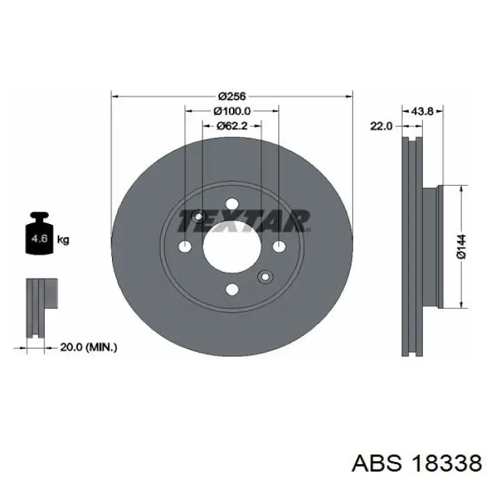 Freno de disco delantero 18338 ABS