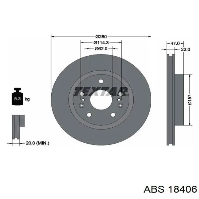 Freno de disco delantero 18406 ABS