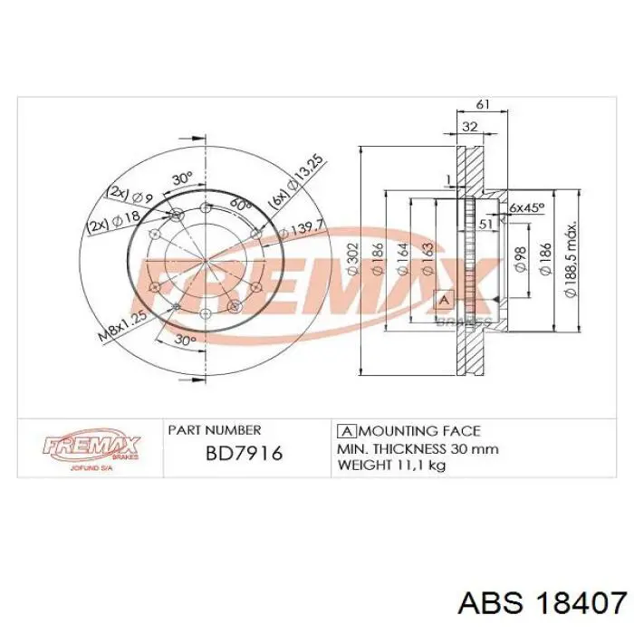 Тормоз дисковый передний ABS 18407 цена, от 51.88 USD