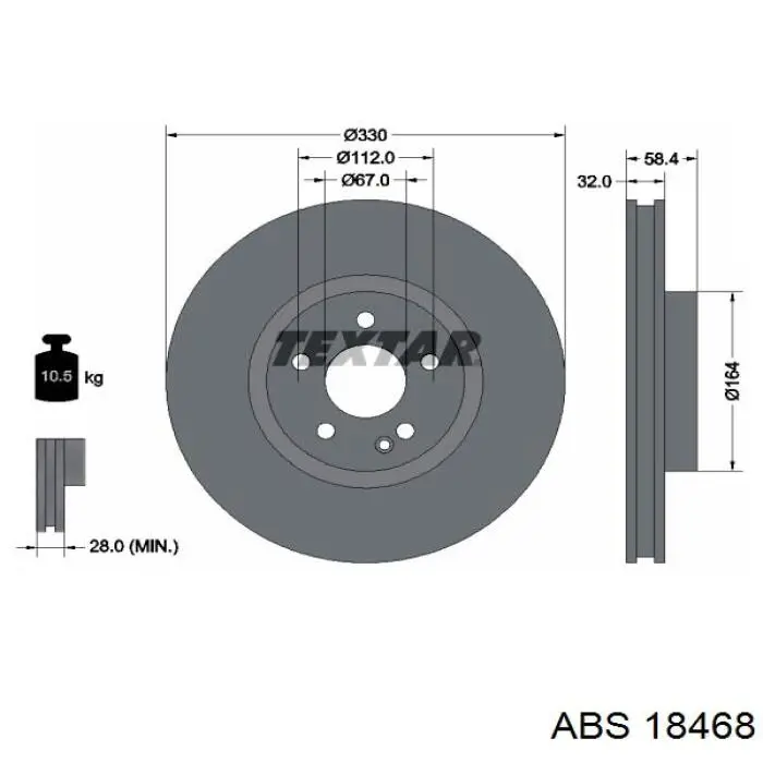 Тормоз дисковый передний ABS 18468 цена, от 61.30 USD