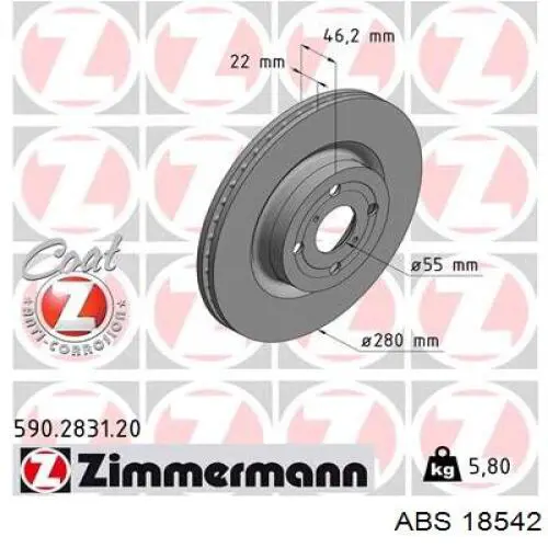 Тормоз дисковый передний ABS 18542 цена, от 28.28 USD