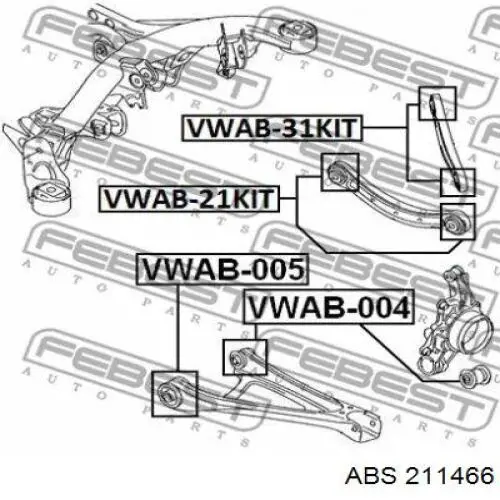 Купить 211466 ABS Рычаг задней подвески верхний, правый