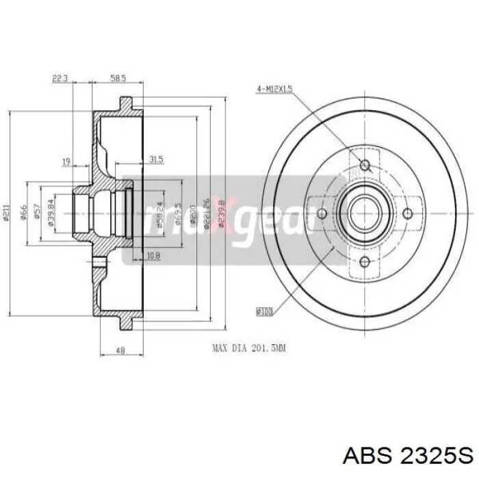 Барабан тормозной задний ABS 2325S цена, от 29.47 USD