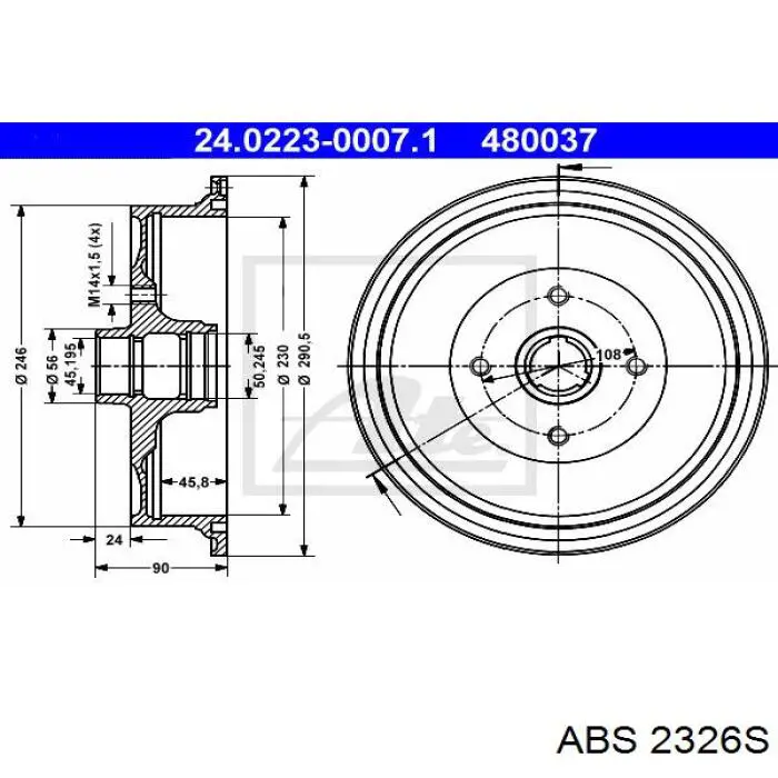 Тормозной барабан 2326S ABS