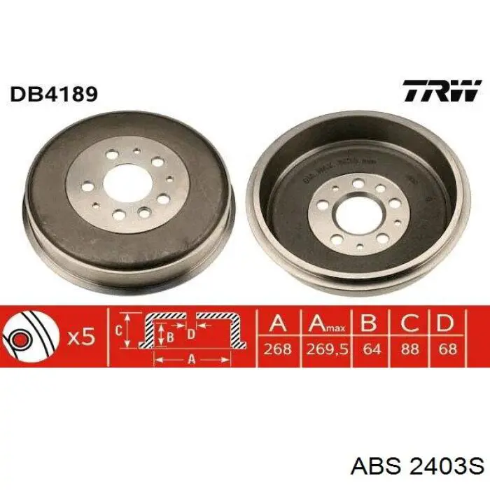 Freno de tambor trasero 2403S ABS