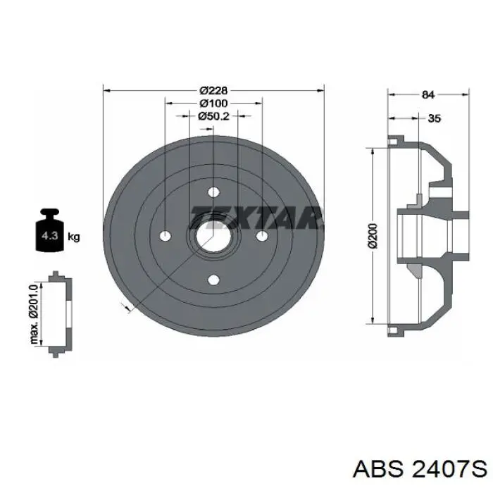 Купить 2407S ABS Тормозной барабан