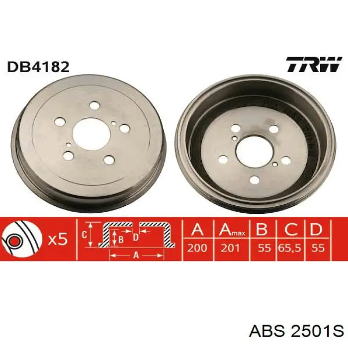 Freno de tambor trasero 2501S ABS