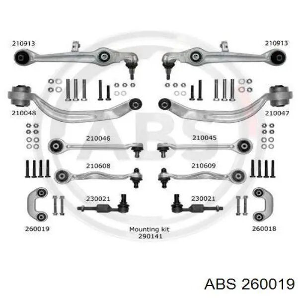 Barra estabilizadora delantera izquierda 260019 ABS