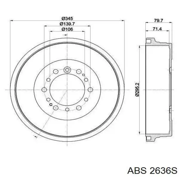 Барабан тормозной задний ABS 2636S цена, от 64.74 USD
