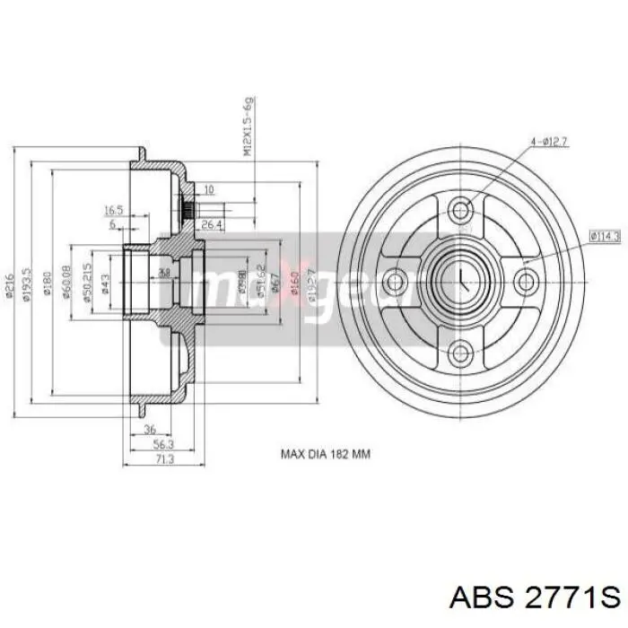 Барабан тормозной задний ABS 2771S цена, от 28.85 USD