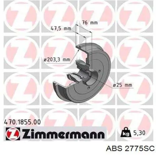 Freno de tambor trasero 2775SC ABS