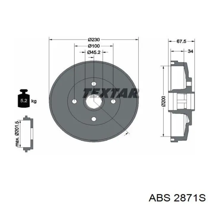 Тормозной барабан 2871S ABS