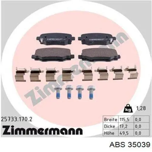 Колодки дисковые  ABS 35039 цена, от 19.59 USD