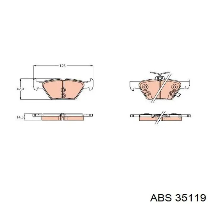 35119 ABS Колодки тормозные дисковые комплект