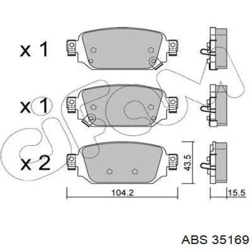 Колодки дисковые  ABS 35169 цена, от 14.04 USD