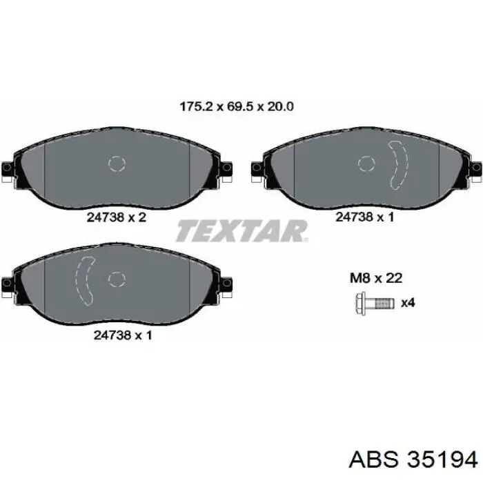 35194 ABS Колодки передние