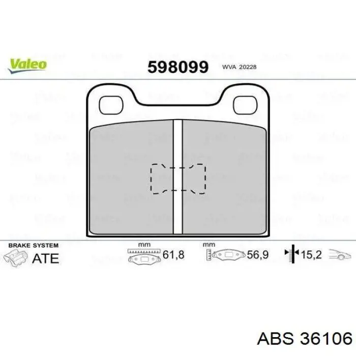 Передние тормозные колодки 36106 ABS