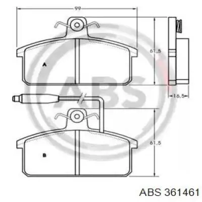 Передние тормозные колодки 361461 ABS