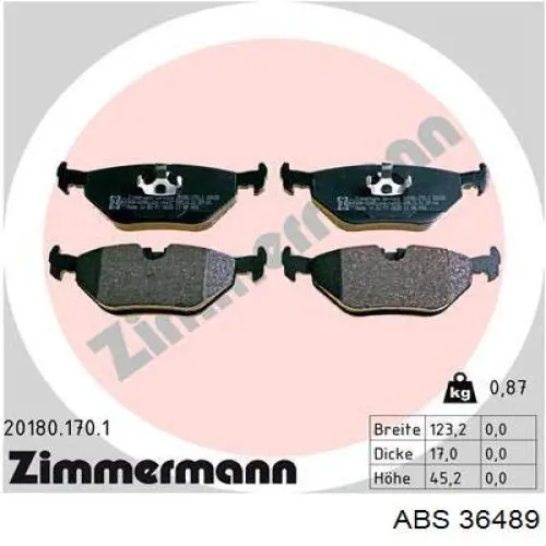 Колодки дисковые  ABS 36489 цена, от 10.31 USD