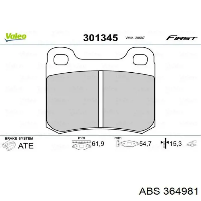 Колодки дисковые  ABS 364981 цена, от 10.85 USD