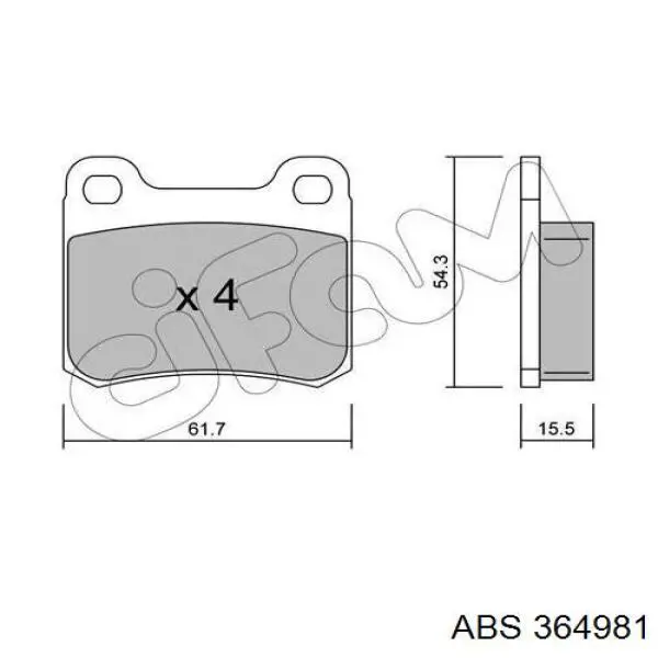 Купить 364981 ABS Колодки тормозные задние, дисковые