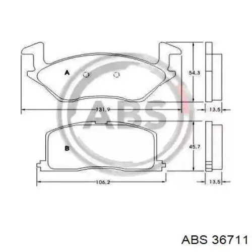 Передние тормозные колодки 36711 ABS