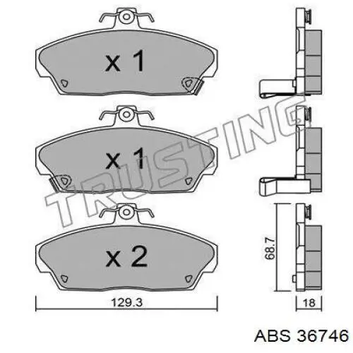 Compre 36746 ABS Sapatas do freio dianteiras de disco