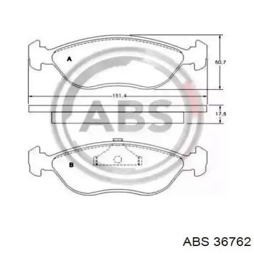 36762 ABS колодки тормозные передние дисковые