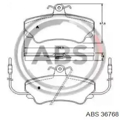 Передние тормозные колодки 36768 ABS