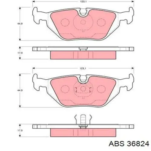 Купить 36824 ABS Колодки тормозные задние, дисковые