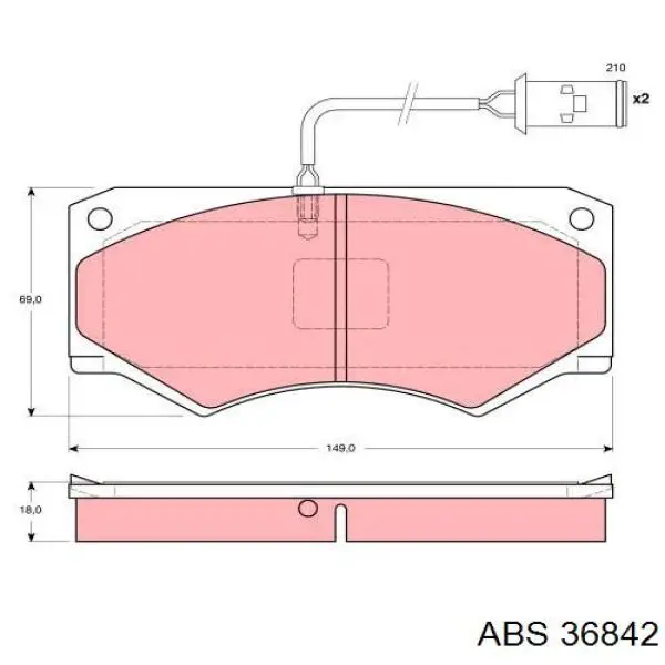 Передние тормозные колодки 36842 ABS