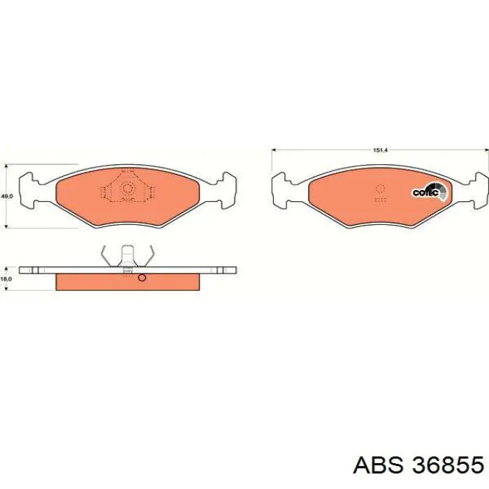 Передние тормозные колодки 36855 ABS