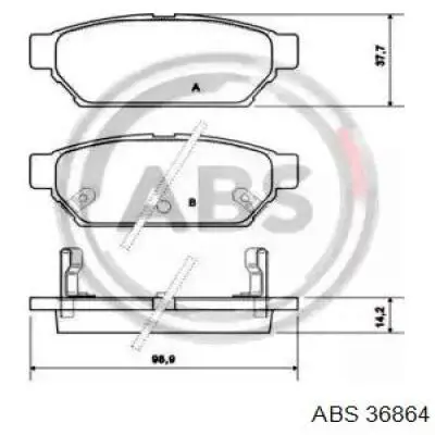 Задние тормозные колодки 36864 ABS