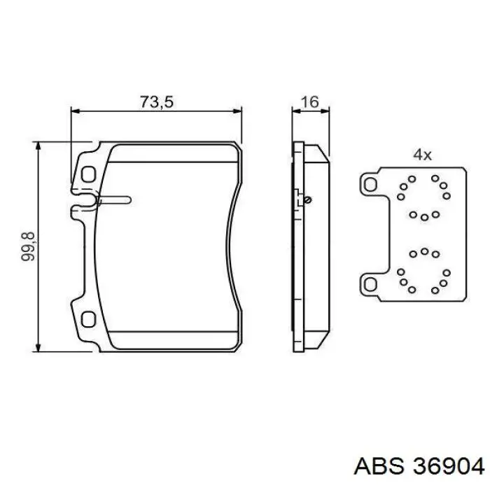 Передние тормозные колодки 36904 ABS