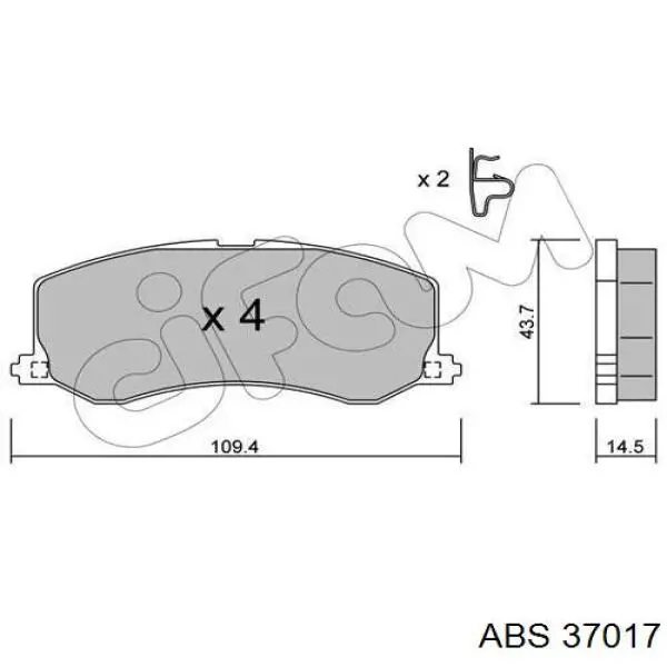 Передние тормозные колодки 37017 ABS