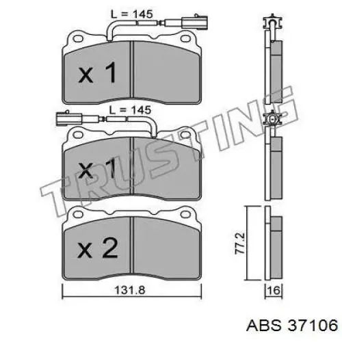 Купить 37106 ABS Колодки тормозные