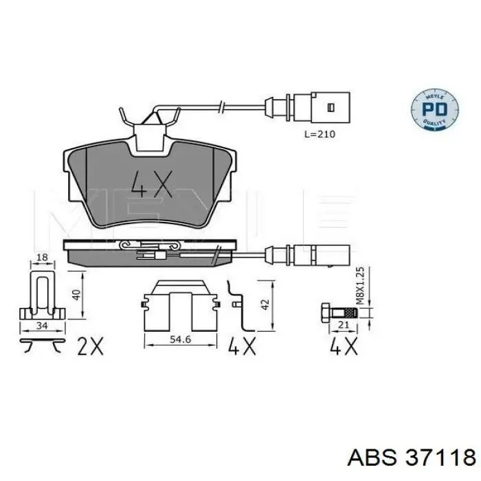 Купить 37118 ABS Колодки тормозные задние, дисковые
