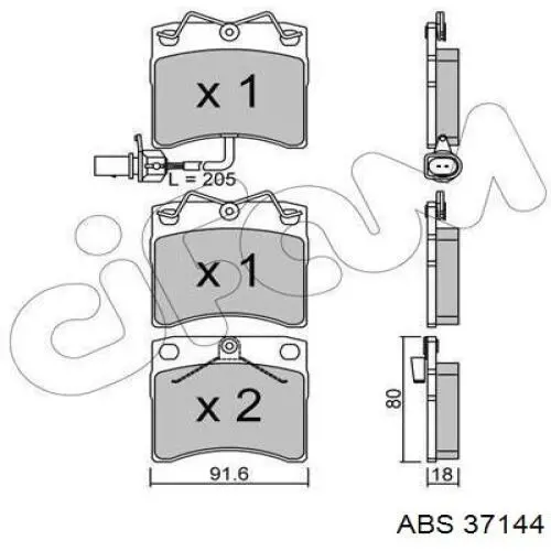 Передние тормозные колодки 37144 ABS