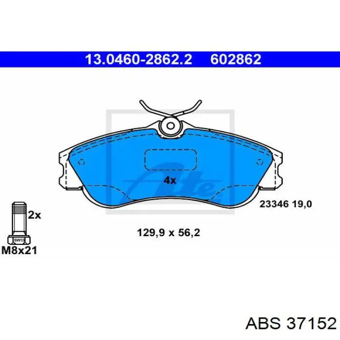 Передние тормозные колодки 37152 ABS