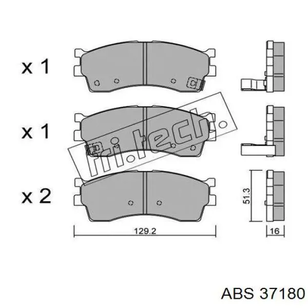 37180 ABS колодки тормозные передние дисковые
