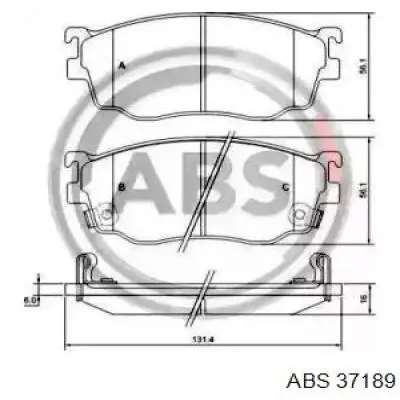 37189 ABS колодки тормозные передние дисковые