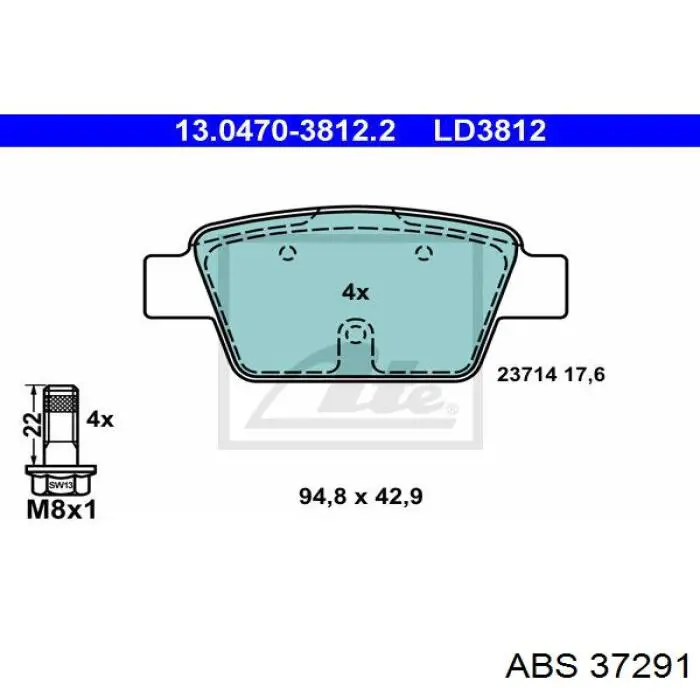 Колодки дисковые  ABS 37291 цена, от 11.06 USD