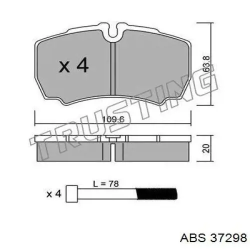 Купить 37298 ABS Колодки тормозные задние, дисковые