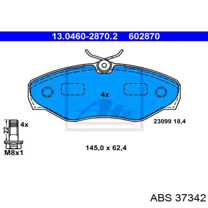 Тормозные колодки ABS 37342