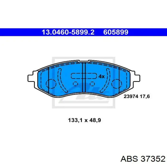 Колодки гальмівні передні, дискові 37352 ABS