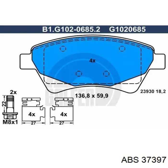 Тормозные колодки ABS 37397