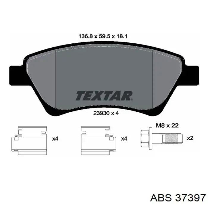 Передние тормозные колодки 37397 ABS